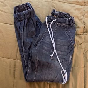 Denim jean joggers